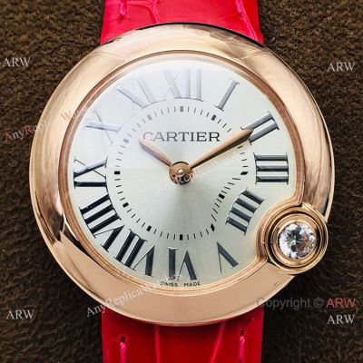 Super Clone Cartier Ballon Blanc de 30mm Watch Rose Gold Silver Dial